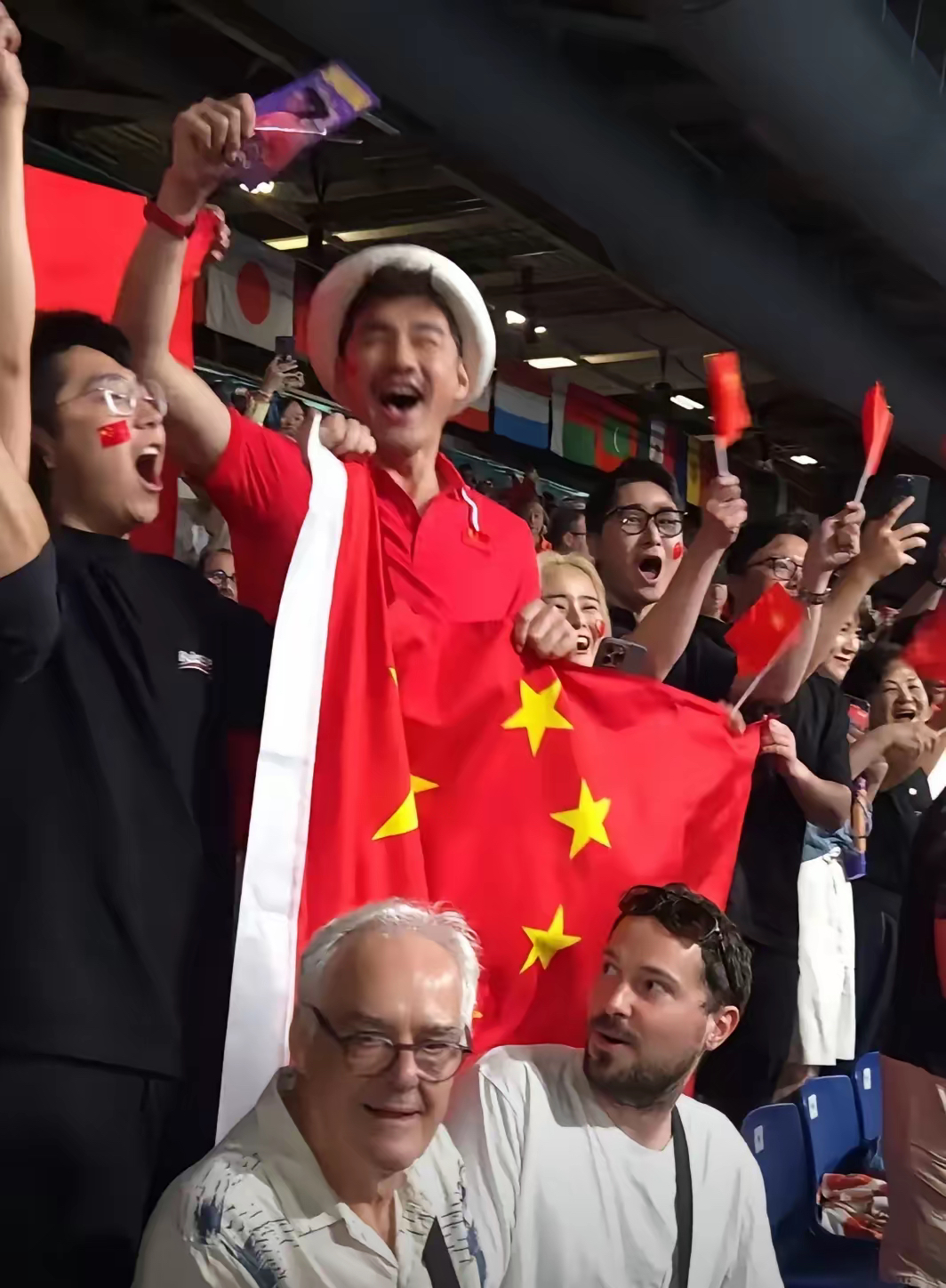 比赛日，球迷手持彩旗高喊口号激动不已的简单介绍